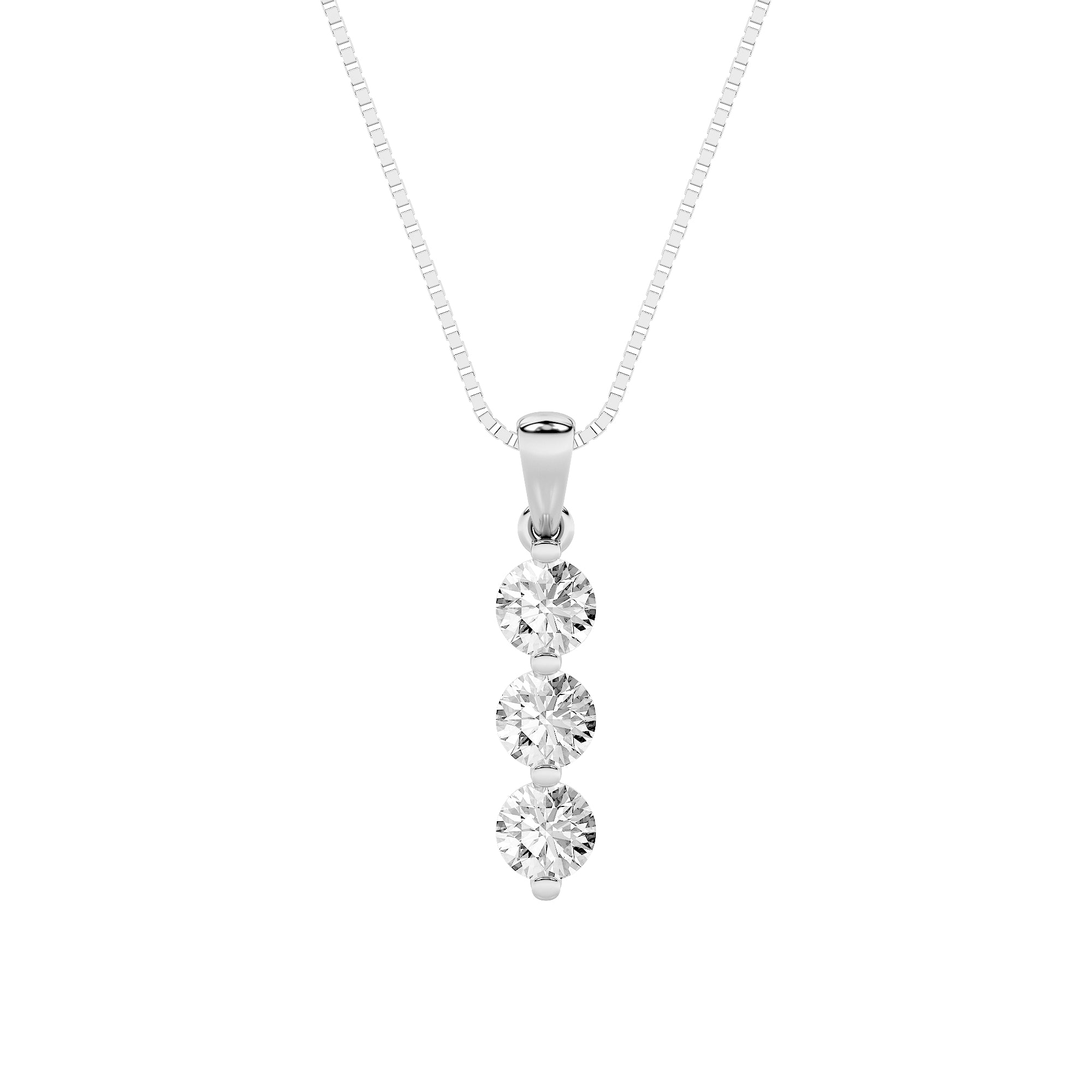 1CTW Round Shaped Lab Grown Diamond (F/VS) Three Stone Pendant in 14K Gold