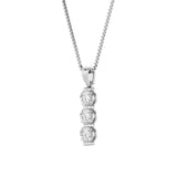 1CTW Round Shaped Lab Grown Diamond (F/VS) Three Stone Pendant in 14K Gold