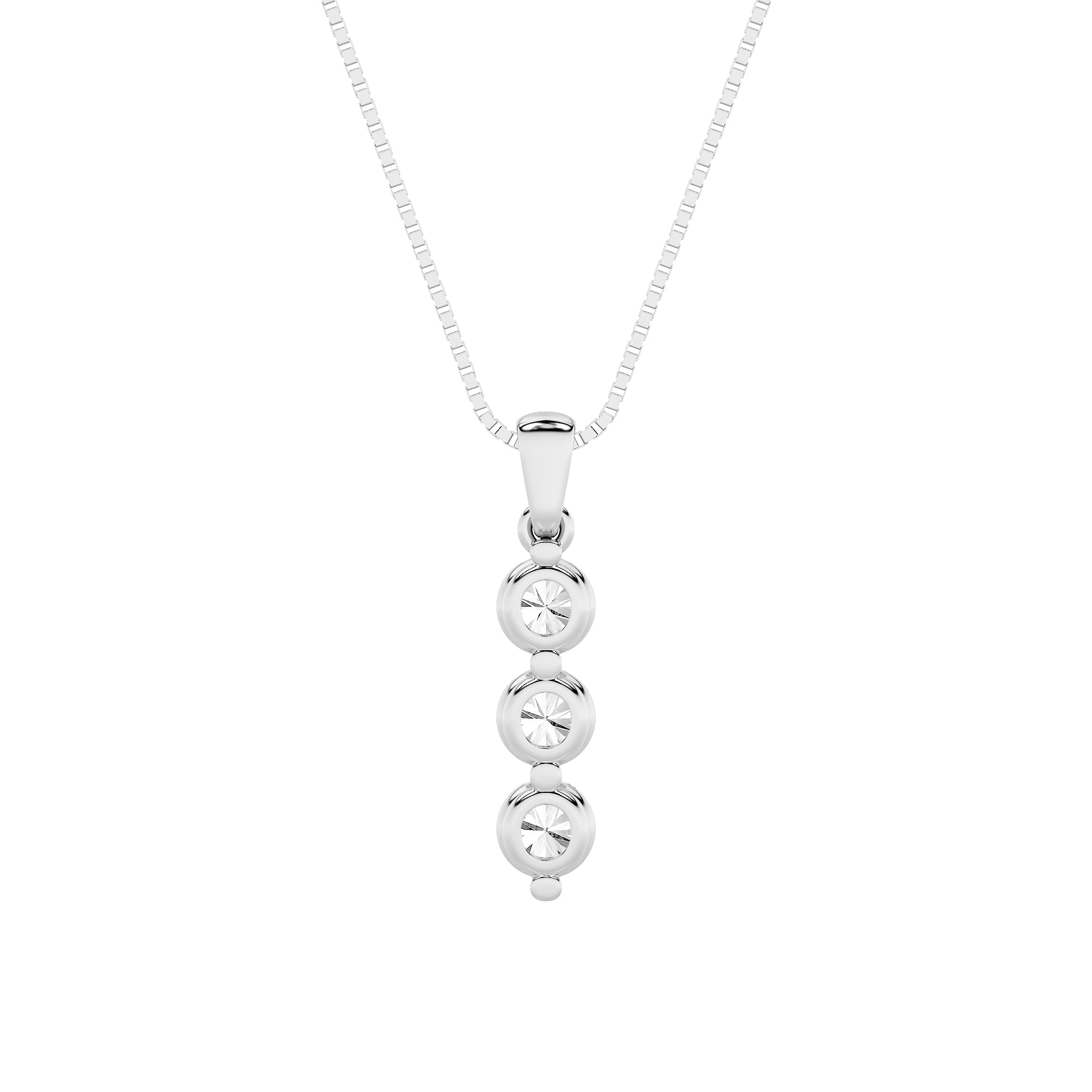 1CTW Round Shaped Lab Grown Diamond (F/VS) Three Stone Pendant in 14K Gold