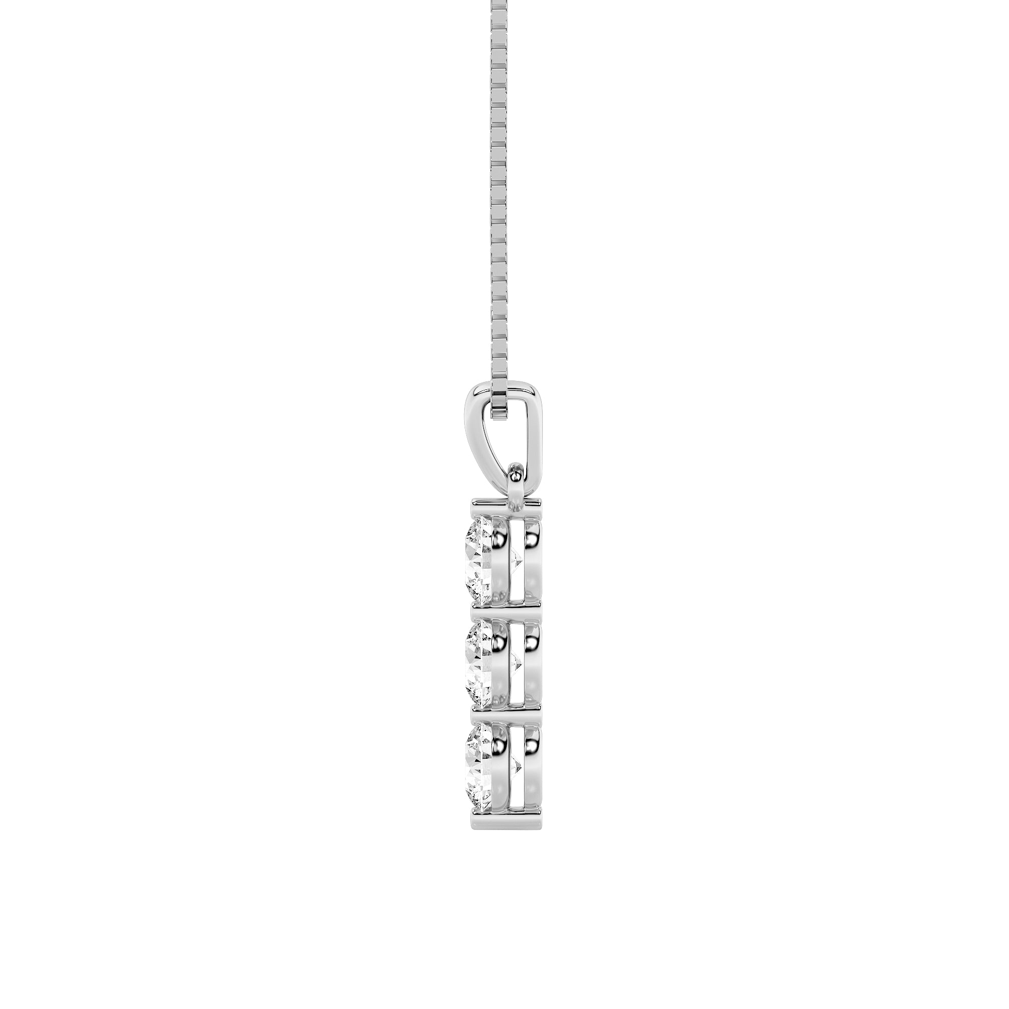 1CTW Round Shaped Lab Grown Diamond (F/VS) Three Stone Pendant in 14K Gold