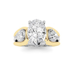 3CTW Oval Shaped Lab Grown Diamond (F/VS) Two Tone Solitaire Engagement Ring in 14K Gold