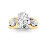 3CTW Oval Shaped Lab Grown Diamond (F/VS) Two Tone Solitaire Engagement Ring in 14K Gold
