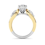 3CTW Oval Shaped Lab Grown Diamond (F/VS) Two Tone Solitaire Engagement Ring in 14K Gold