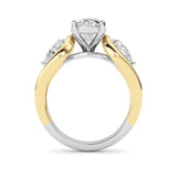 3CTW Oval Shaped Lab Grown Diamond (F/VS) Two Tone Solitaire Engagement Ring in 14K Gold