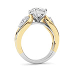 3CTW Oval Shaped Lab Grown Diamond (F/VS) Two Tone Solitaire Engagement Ring in 14K Gold