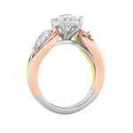 3CTW Oval Shaped Lab Grown Diamond (F/VS) Tri Color Solitaire Engagement Ring in 14K Gold