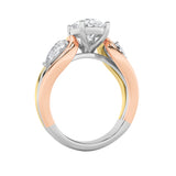 3CTW Oval Shaped Lab Grown Diamond (F/VS) Tri Color Solitaire Engagement Ring in 14K Gold