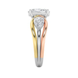 3CTW Oval Shaped Lab Grown Diamond (F/VS) Tri Color Solitaire Engagement Ring in 14K Gold