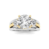 3CTW Oval Shaped Lab Grown Diamond (F/VS) Two Tone Solitaire Engagement Ring in 14K Gold