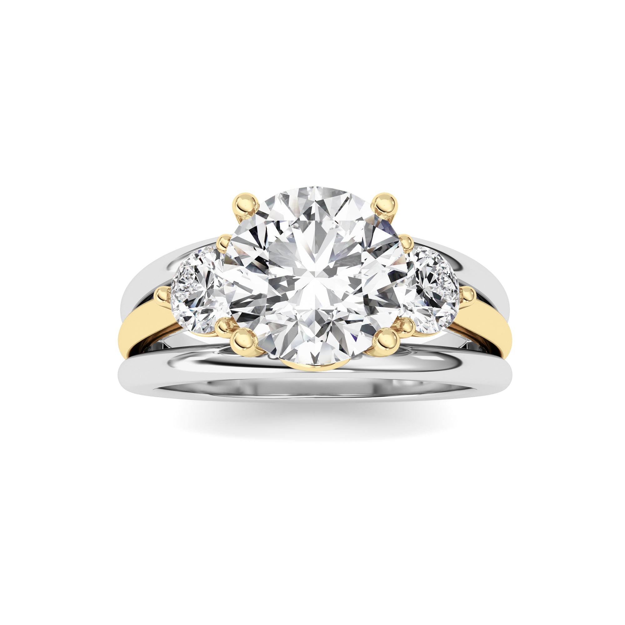 3CTW Oval Shaped Lab Grown Diamond (F/VS) Two Tone Solitaire Engagement Ring in 14K Gold