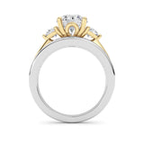 3CTW Oval Shaped Lab Grown Diamond (F/VS) Two Tone Solitaire Engagement Ring in 14K Gold