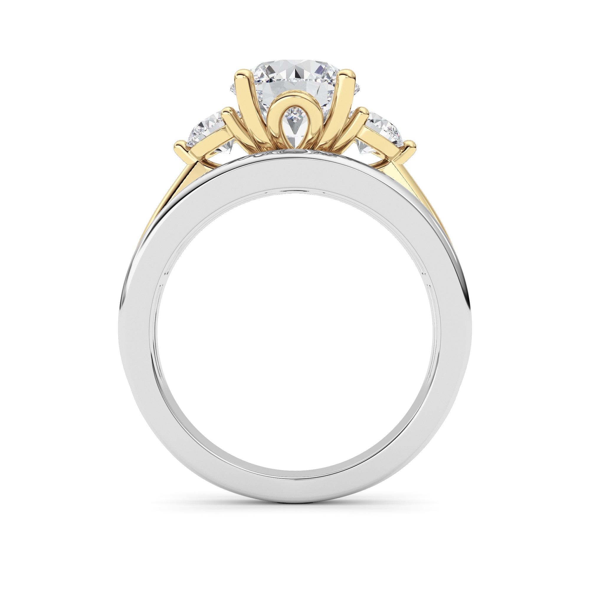3CTW Oval Shaped Lab Grown Diamond (F/VS) Two Tone Solitaire Engagement Ring in 14K Gold
