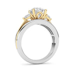 3CTW Oval Shaped Lab Grown Diamond (F/VS) Two Tone Solitaire Engagement Ring in 14K Gold