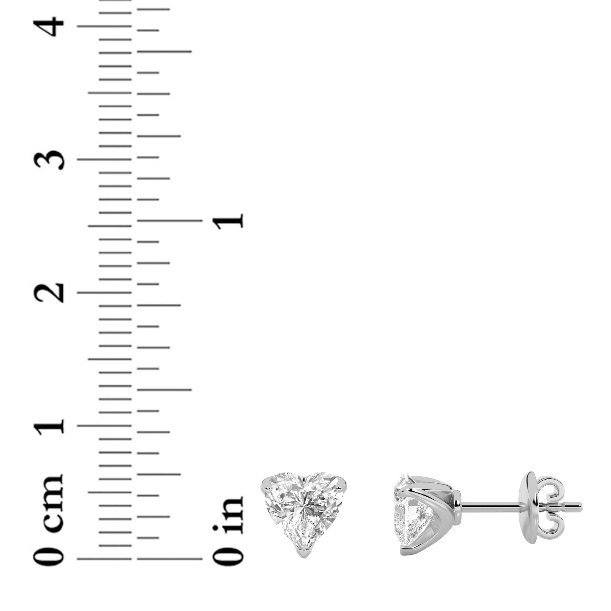 2CTW Heart Shaped Lab Grown Diamond (F/VS) Heart Shaped Earrings in 14K Gold