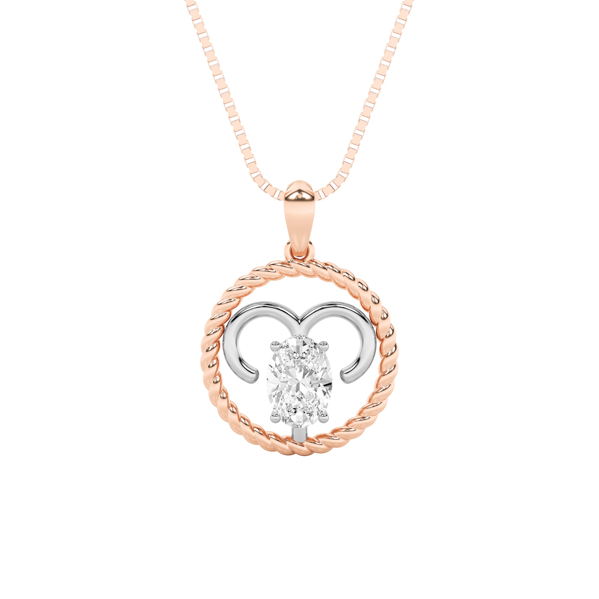 1CTW Oval Shaped Lab Grown Diamond (F/VS) Zodiac Pendant in 14K Gold
