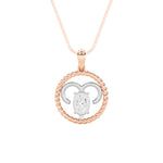 1CTW Oval Shaped Lab Grown Diamond (F/VS) Zodiac Pendant in 14K Gold
