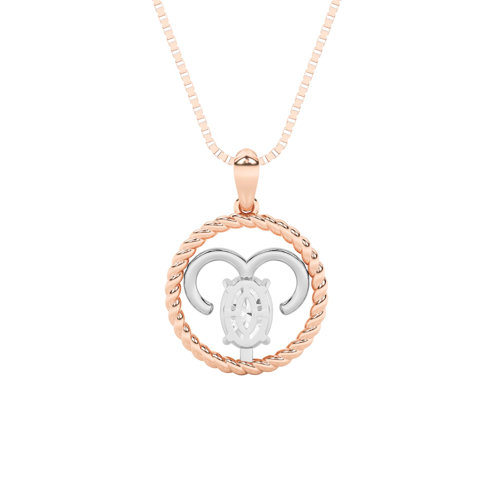 1CTW Oval Shaped Lab Grown Diamond (F/VS) Zodiac Pendant in 14K Gold