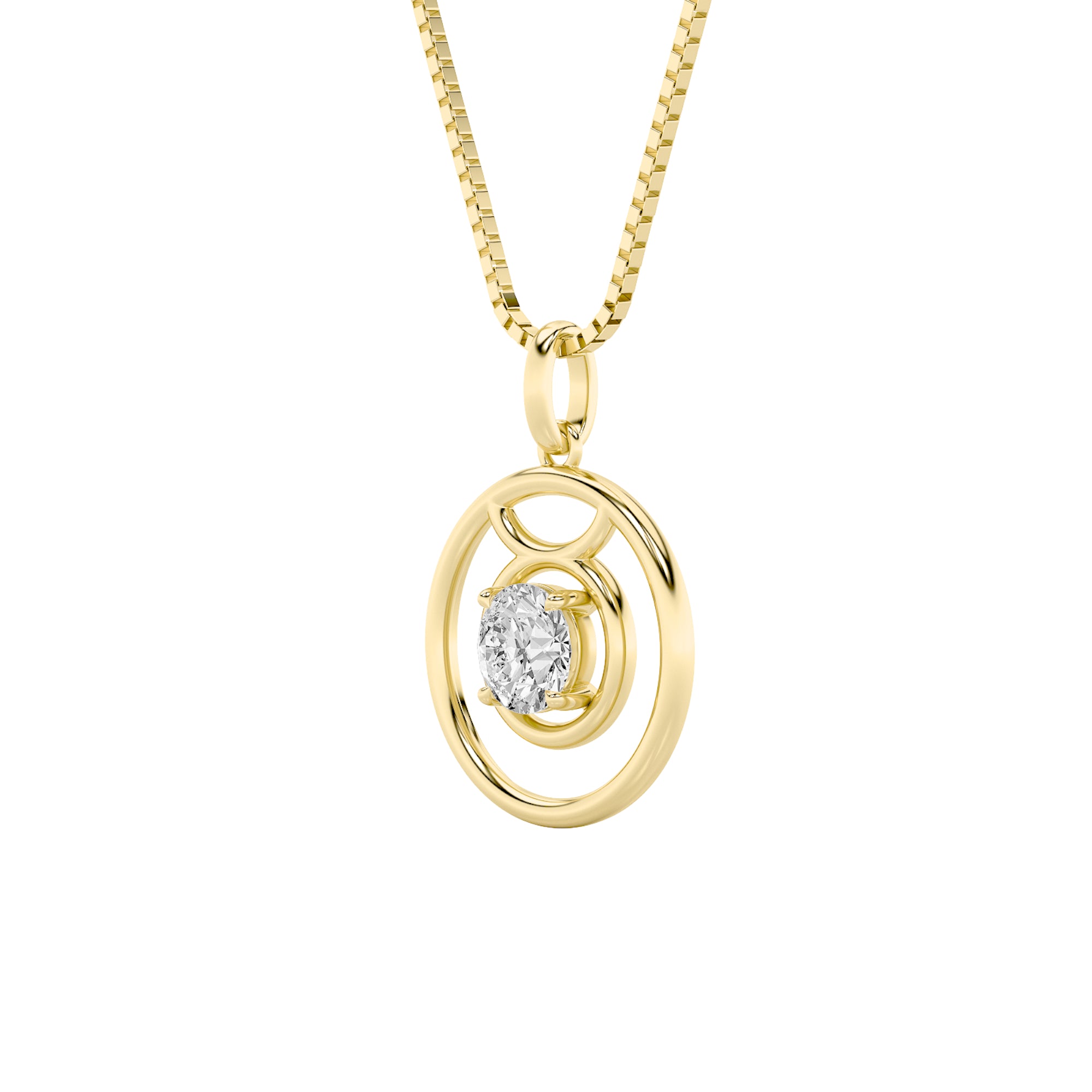 1CTW Round Shaped Lab Grown Diamond (F/VS) Zodiac Pendant in 14K Gold