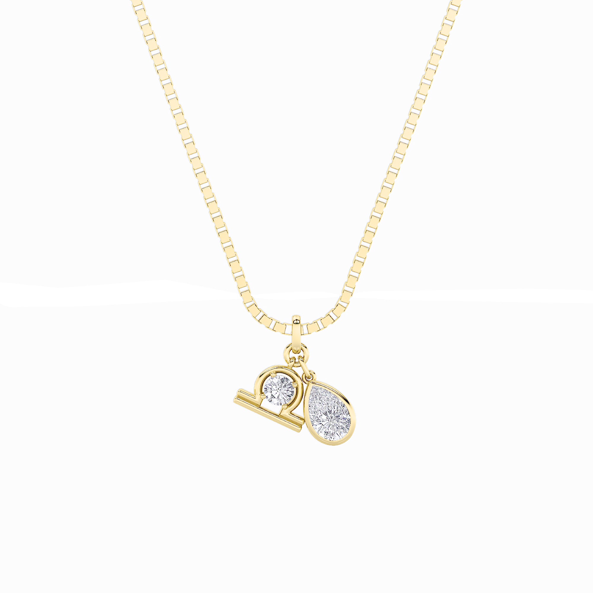 1CTW Pear Shaped Lab Grown Diamond (F/VS) Zodiac Pendant in 14K Gold