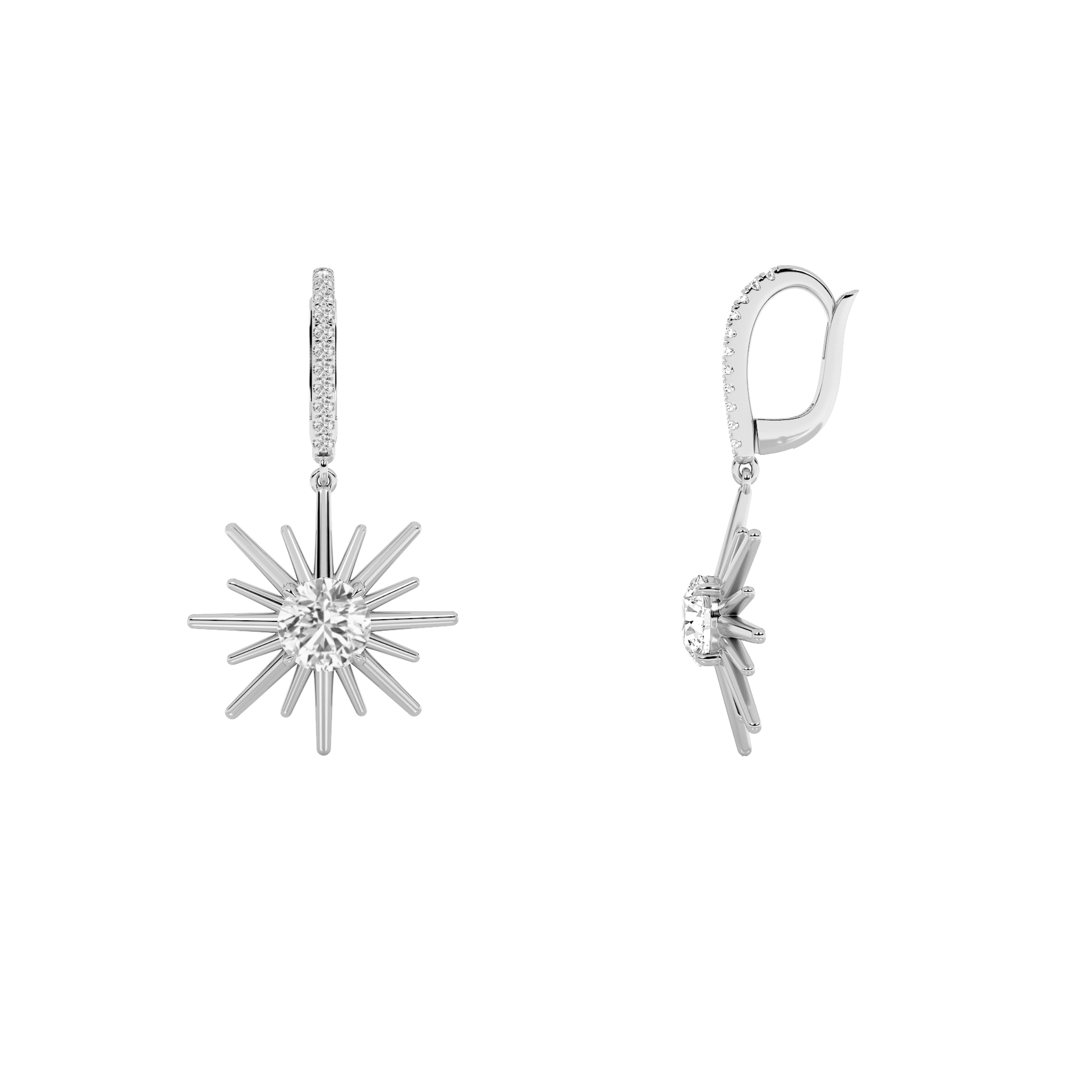 2CTW Round Shaped Lab Grown Diamond (F/VS) Dangle Earrings in 14K Gold