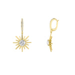 2CTW Round Shaped Lab Grown Diamond (F/VS) Dangle Earrings in 14K Gold