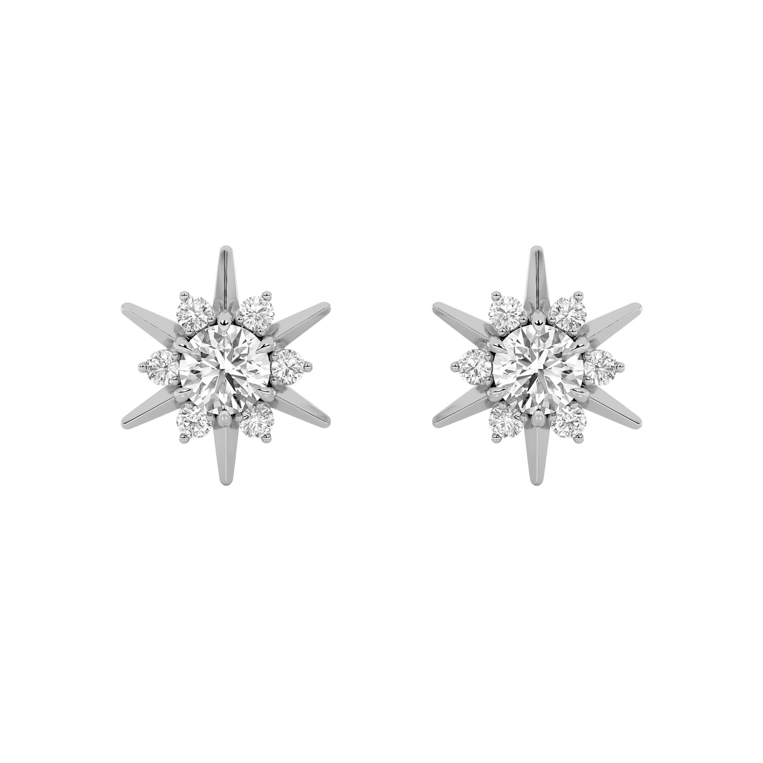 2CTW Round Shaped Lab Grown Diamond (F/VS) Astralis Earrings in 14K Gold