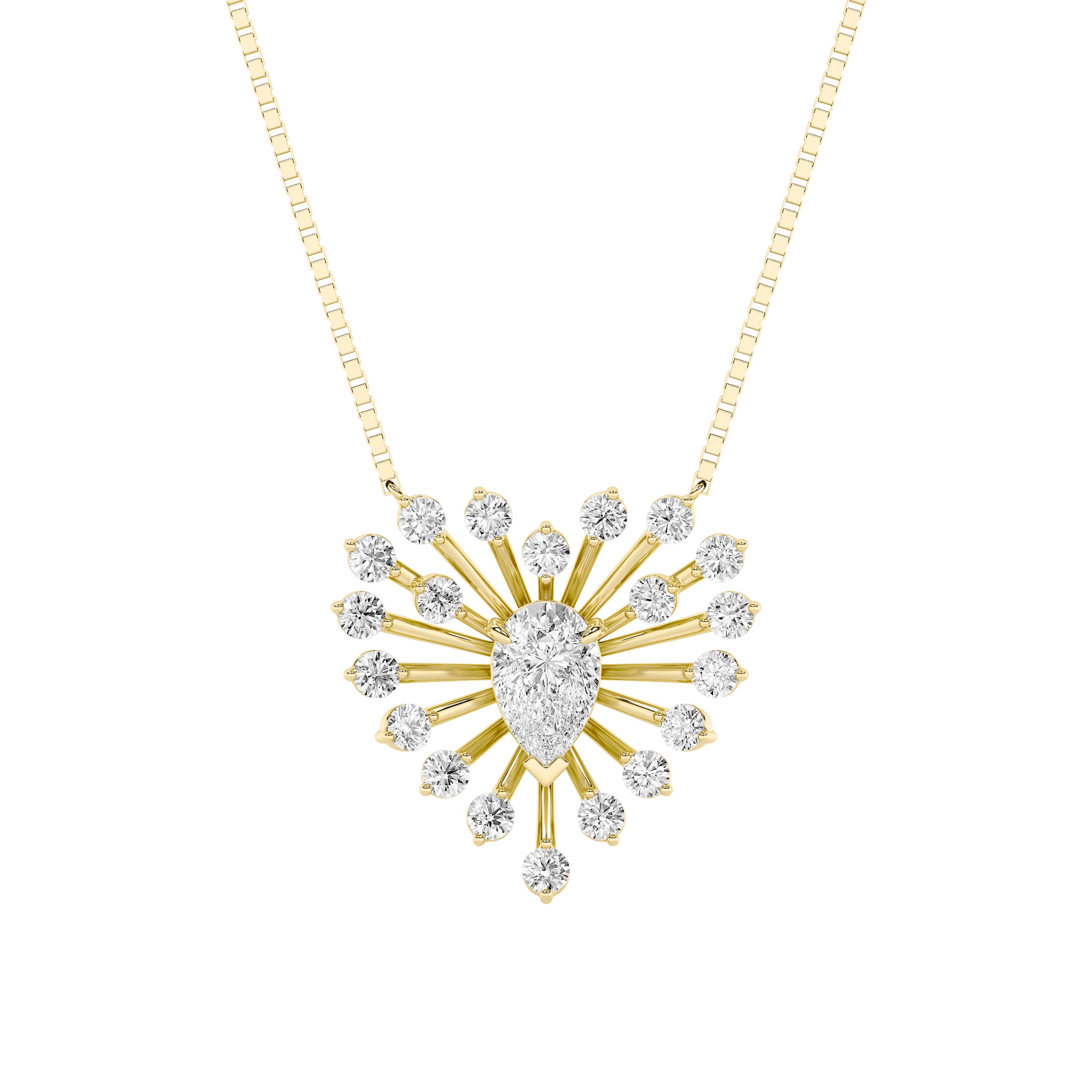 1.5CTW Pear Shaped Lab Grown Diamond (F/VS) Astralis Necklace in 14K Gold