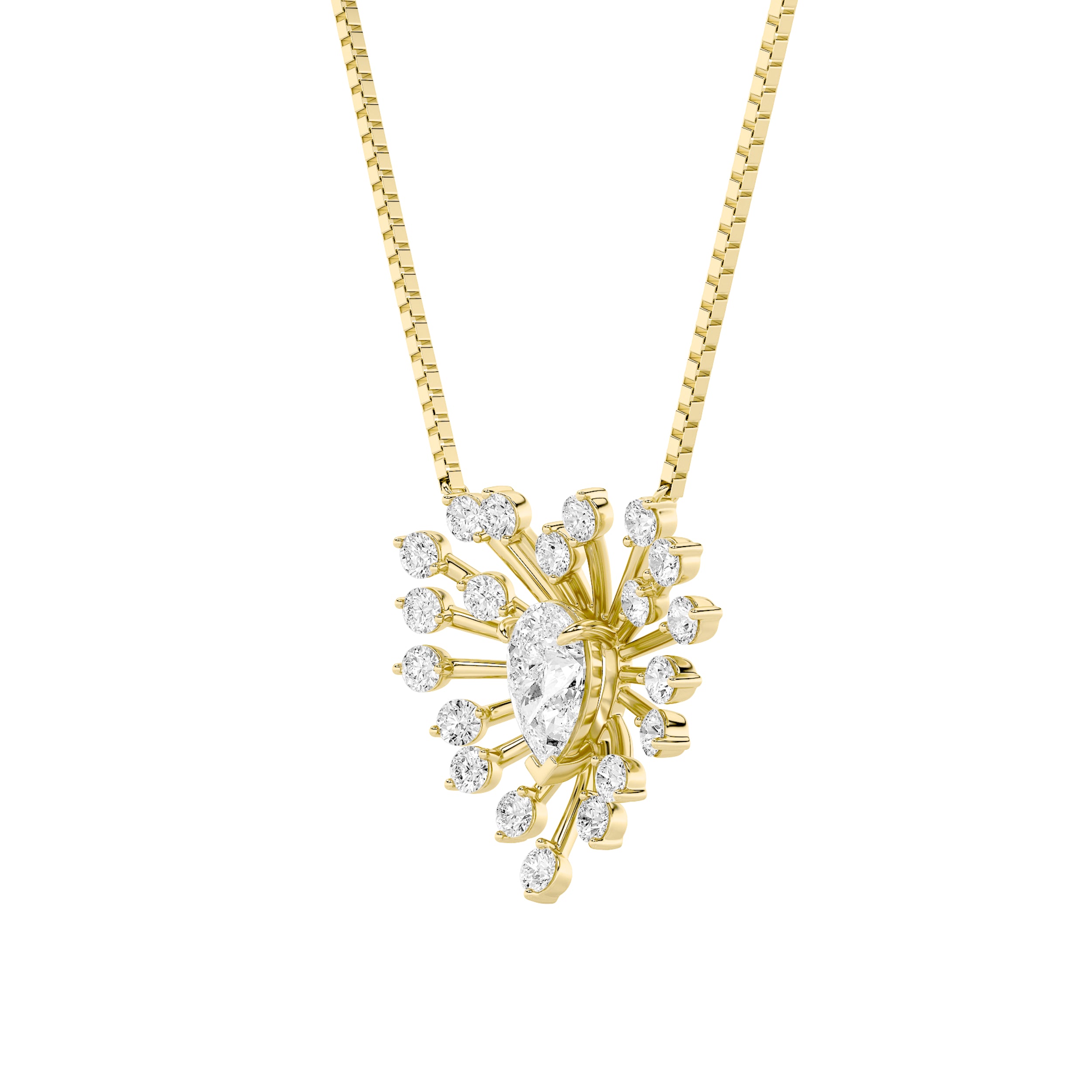 1.5CTW Pear Shaped Lab Grown Diamond (F/VS) Astralis Necklace in 14K Gold