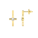 0.5Cttw Emerald Shaped Lab Grown Diamond (F/VS) Cross Earrings in 14K Gold