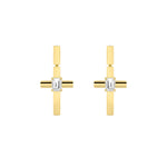 0.5Cttw Emerald Shaped Lab Grown Diamond (F/VS) Cross Earrings in 14K Gold