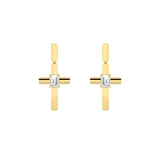 0.5Cttw Emerald Shaped Lab Grown Diamond (F/VS) Cross Earrings in 14K Gold