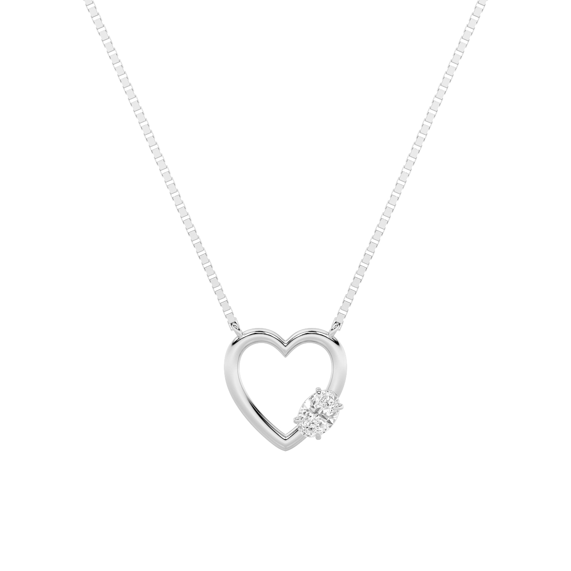0.5CTW Oval Shaped Lab Grown Diamond (F/VS) Heart Shaped Necklace in 14K Gold