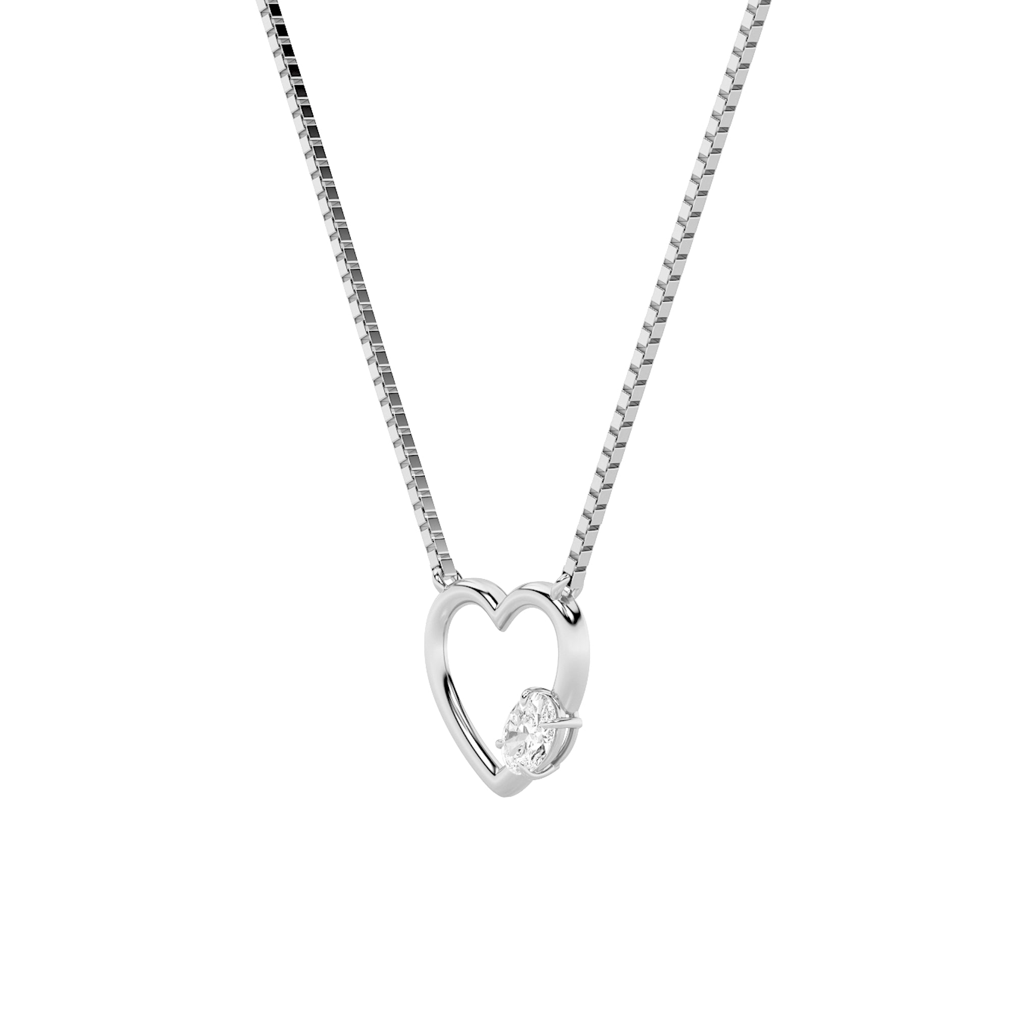 0.5CTW Oval Shaped Lab Grown Diamond (F/VS) Heart Shaped Necklace in 14K Gold