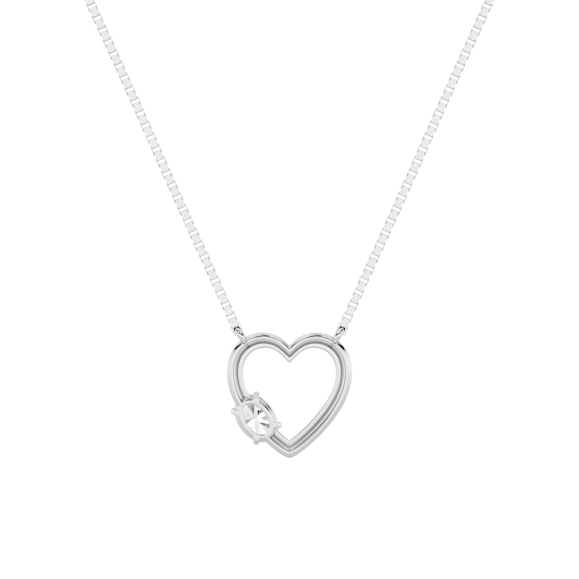 0.5CTW Oval Shaped Lab Grown Diamond (F/VS) Heart Shaped Necklace in 14K Gold