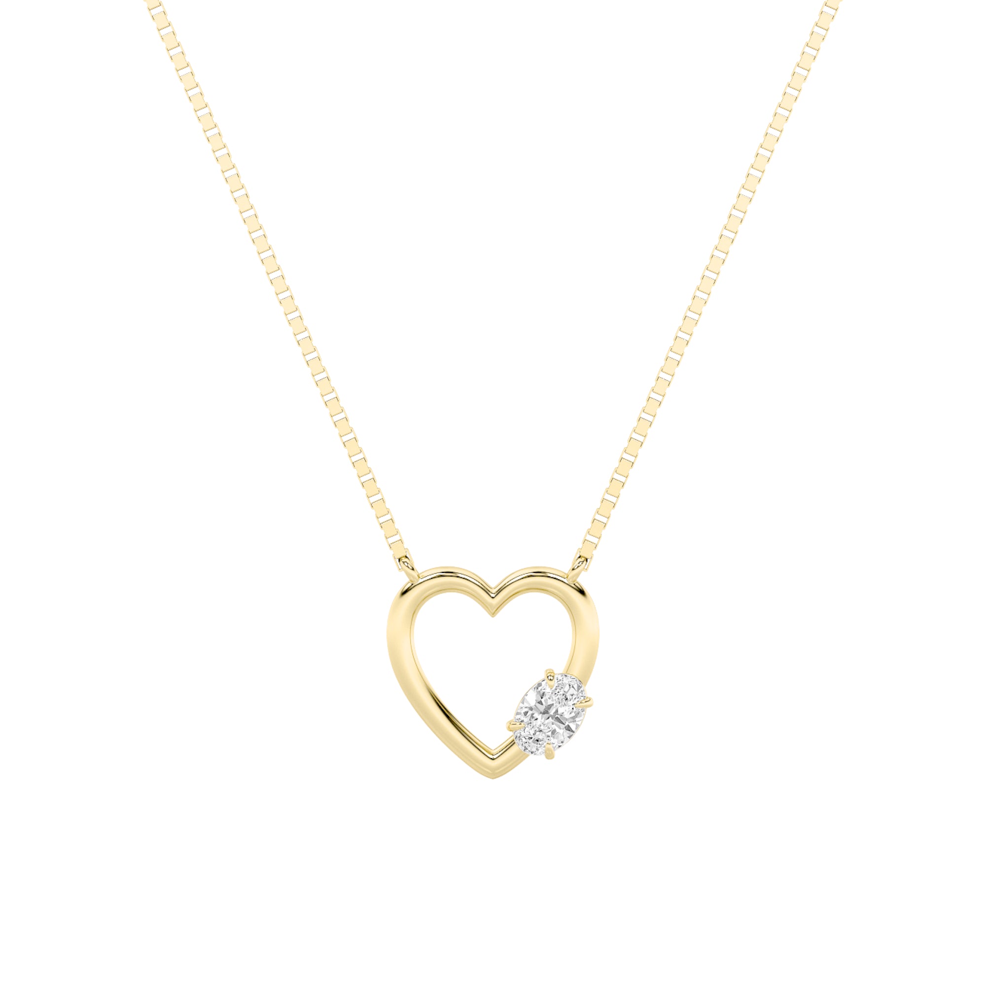 0.5CTW Oval Shaped Lab Grown Diamond (G/VS) Necklace in Silver|18K Yellow Gold