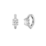 0.25CTW Oval Shaped Lab Grown Diamond (F/VS) Huggie Cuff Half Pair Earrings in 14K Gold