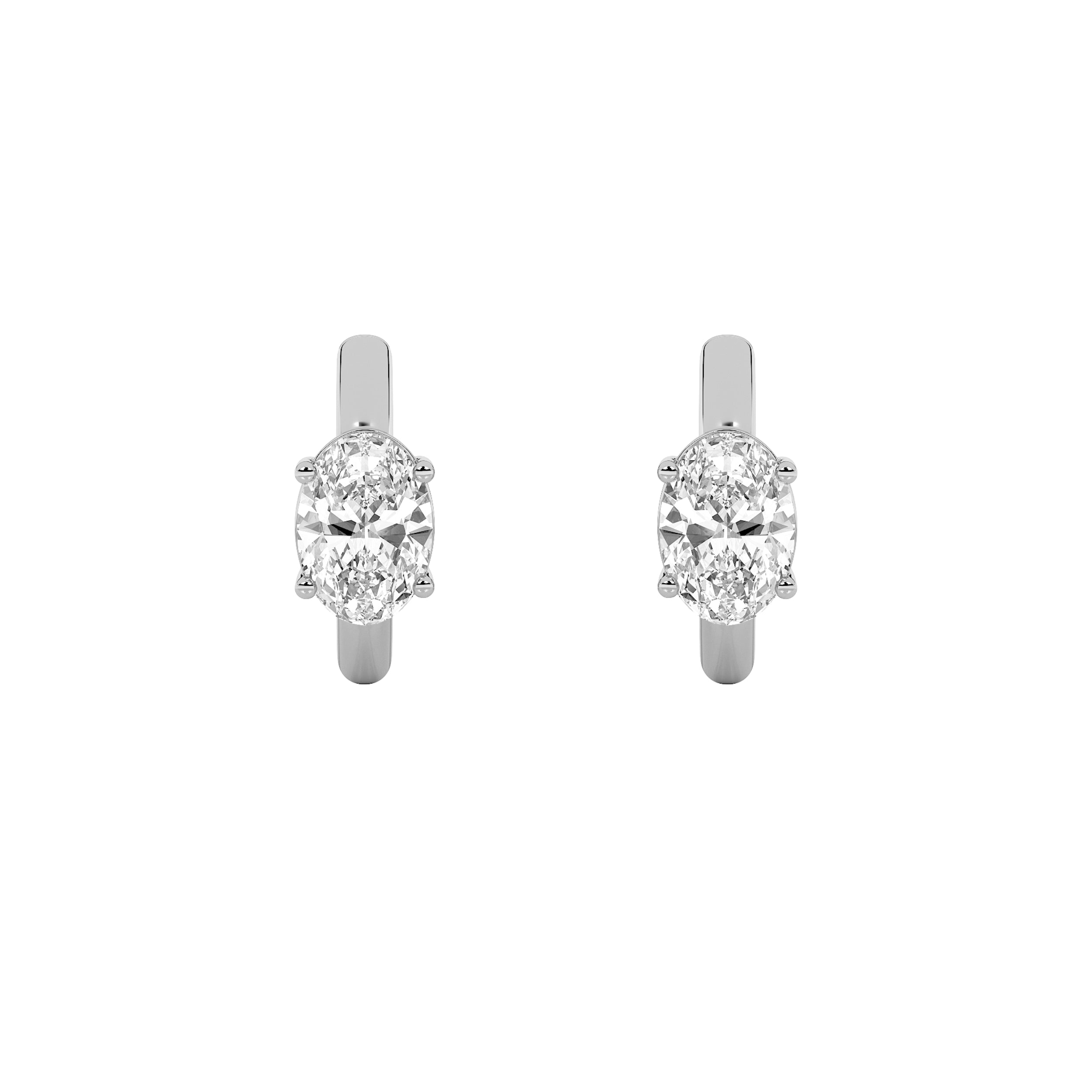 0.5CTW Oval Shaped Lab Grown Diamond (F/VS) Huggie Cuff Half Pair Earrings in 14K Gold