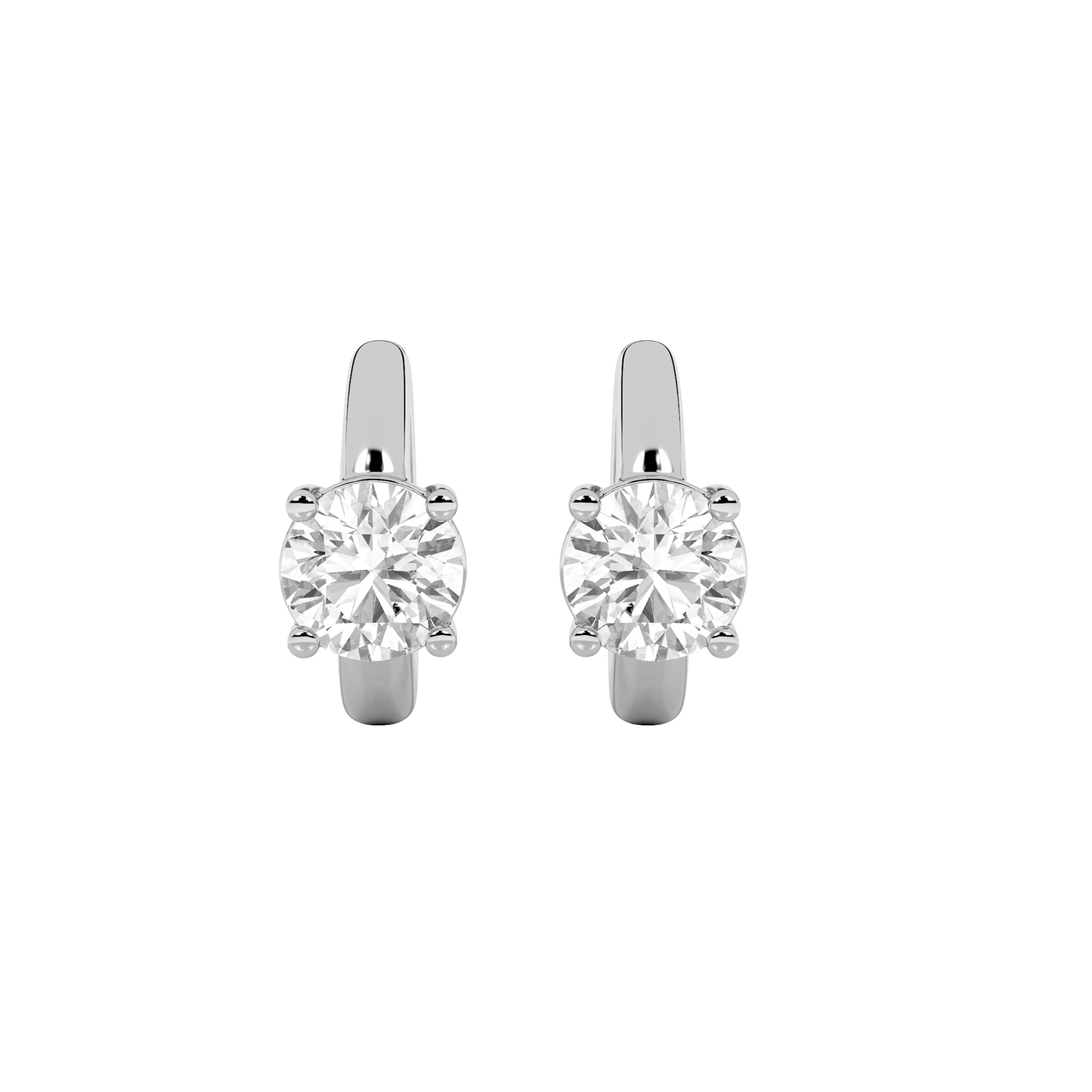 0.25CTW Round Shaped Lab Grown Diamond (F/VS) Huggie Cuff Half Pair Earrings in 14K Gold