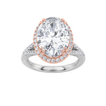 4.5CTW Oval Shaped Lab Grown Diamond (F/VS) Bold Accented Statement Engagement Ring in 14K Gold