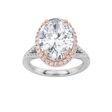 4.5CTW Oval Shaped Lab Grown Diamond (F/VS) Bold Accented Statement Engagement Ring in 14K Gold