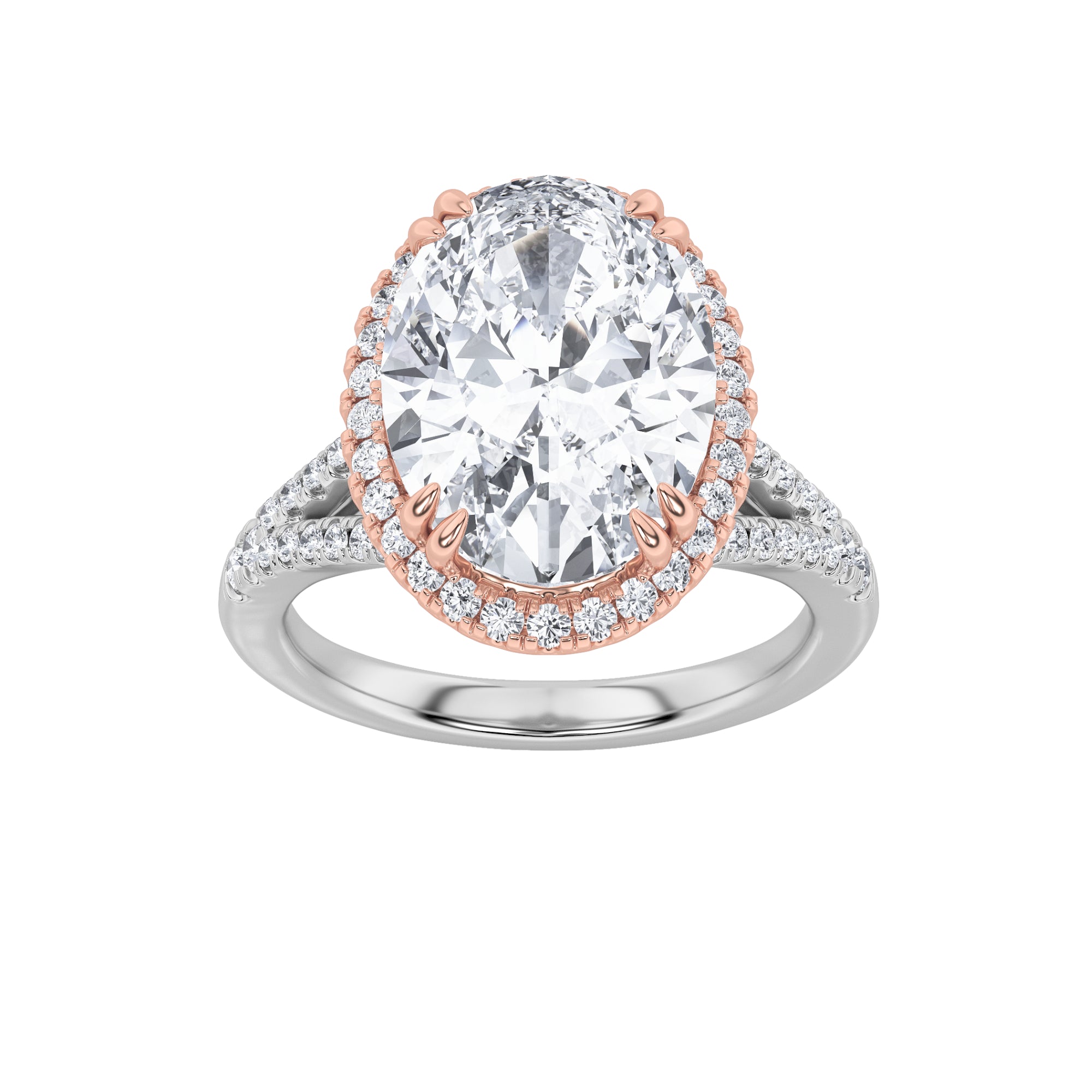 4.5CTW Oval Shaped Lab Grown Diamond (F/VS) Bold Accented Statement Engagement Ring in 14K Gold