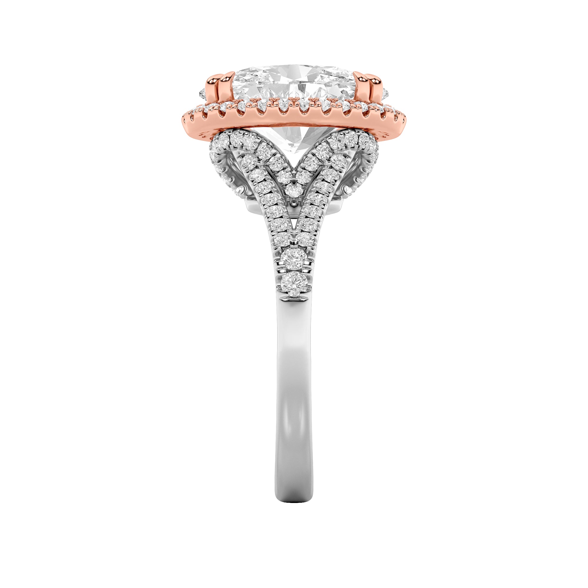 4.5CTW Oval Shaped Lab Grown Diamond (F/VS) Bold Accented Statement Engagement Ring in 14K Gold
