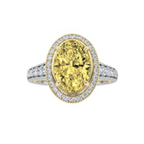 3.5CTW Oval Shaped Lab Grown Diamond (F/VS) Bold Accented Statement Engagement Ring in 14K Gold