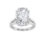 5CTW Oval Shaped Lab Grown Diamond (F/VS) Bold Split Shank Solitaire Engagement Ring in 14K Gold