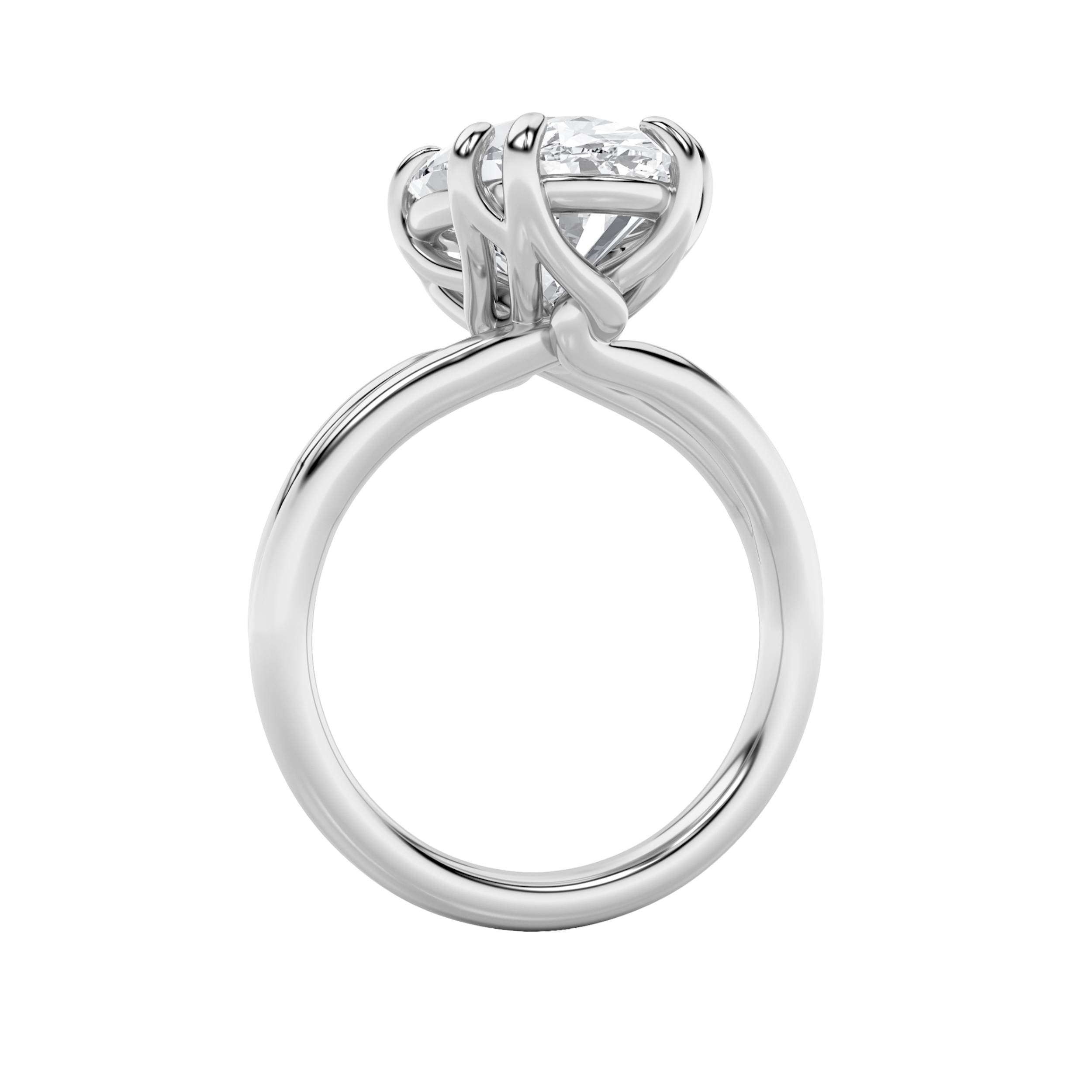 5CTW Oval Shaped Lab Grown Diamond (F/VS) Bold Split Shank Solitaire Engagement Ring in 14K Gold