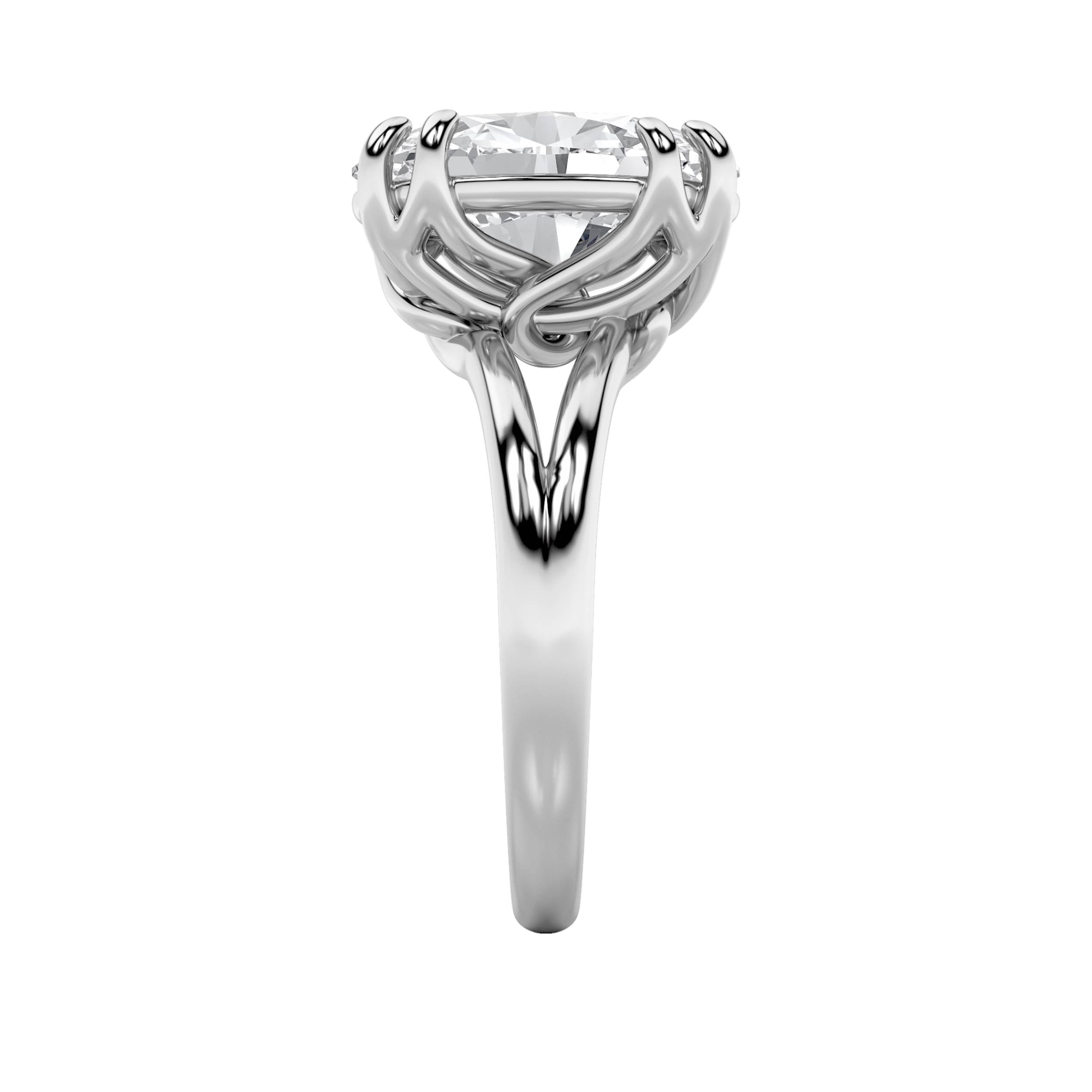5CTW Oval Shaped Lab Grown Diamond (F/VS) Bold Split Shank Solitaire Engagement Ring in 14K Gold