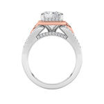 4.25CTW Emerald Shaped Lab Grown Diamond (F/VS) Bold Accented Two Tone Engagement Ring in 14K Gold