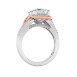 4.25CTW Emerald Shaped Lab Grown Diamond (F/VS) Bold Accented Two Tone Engagement Ring in 14K Gold
