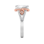4.25CTW Emerald Shaped Lab Grown Diamond (F/VS) Bold Accented Two Tone Engagement Ring in 14K Gold