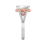 4.25CTW Emerald Shaped Lab Grown Diamond (F/VS) Bold Accented Two Tone Engagement Ring in 14K Gold